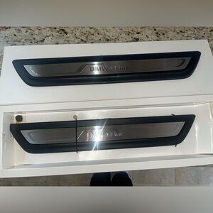 BMW xLine Silver (metal) and Black (plastic) Door Sill Trim Covers